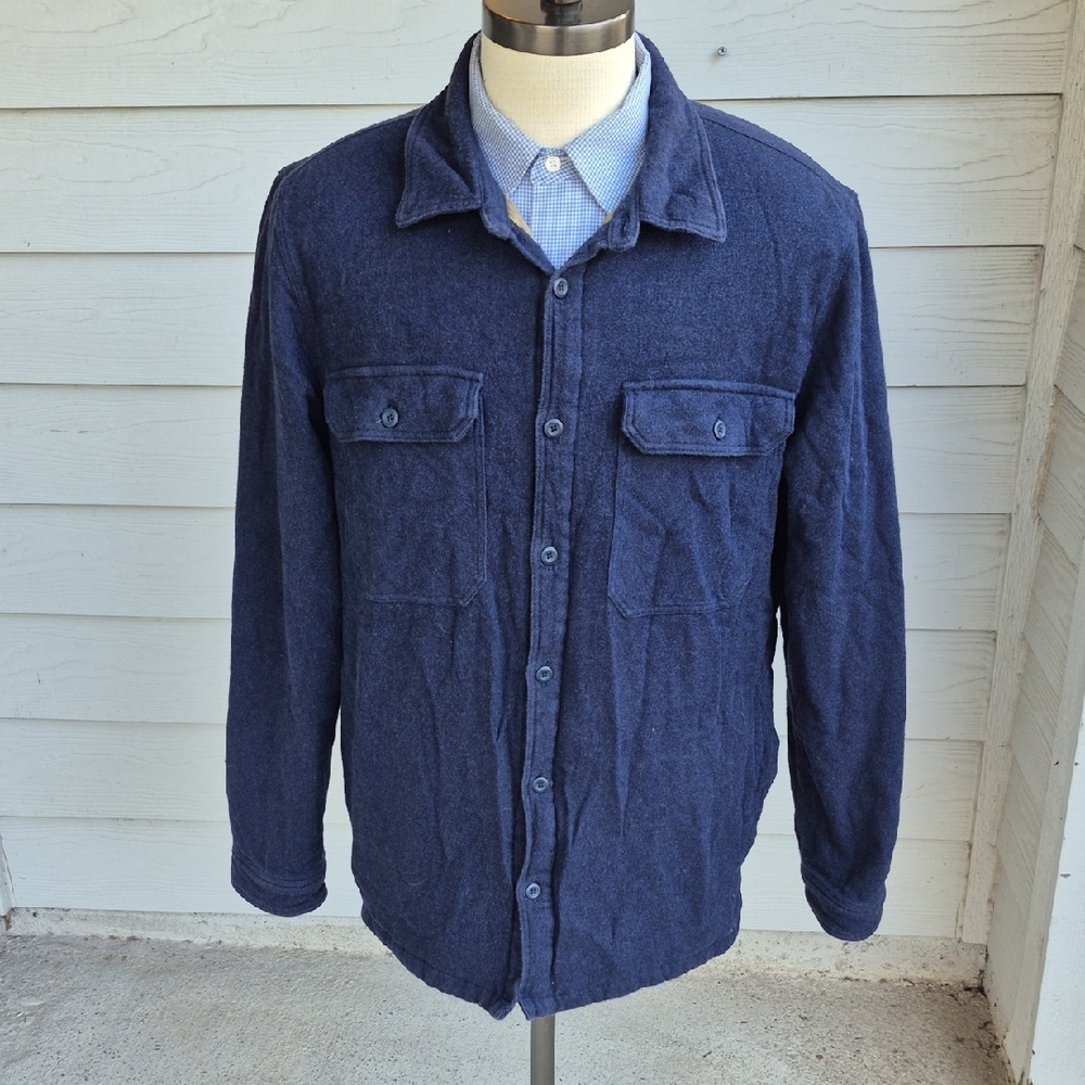 PATAGONIA Blue Insulated Fjord Flannel Sz XL Mens Jacket Shacket‎ Shirt 27640
